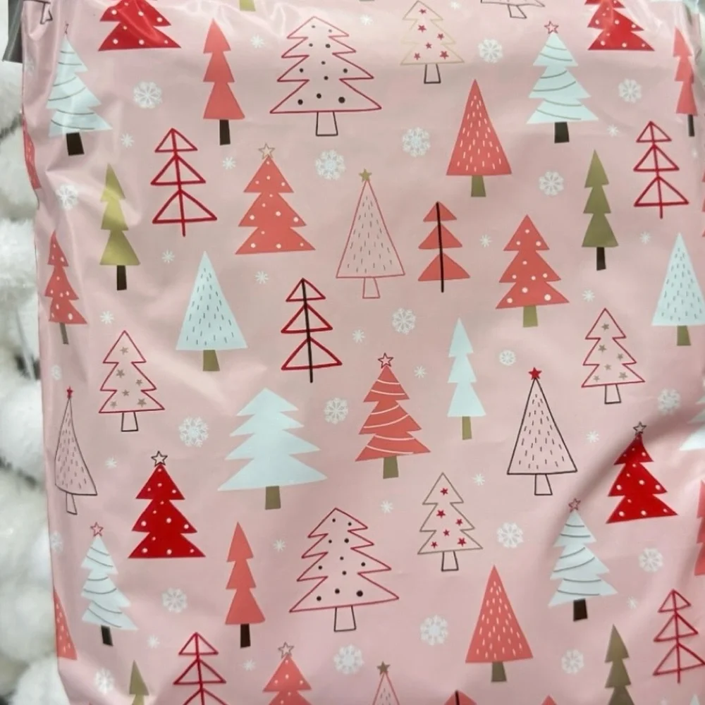 Pink Christmas Trees Poly Mailers 14x17 Pack of 25